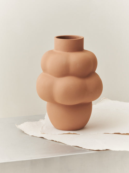 BALLOON VASE 04 CERAMIC SANDED OCKER