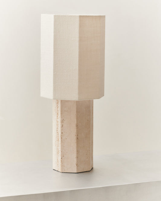 EIGHT OVER EIGHT LAMP BEIGE TRAVERTINE LARGE