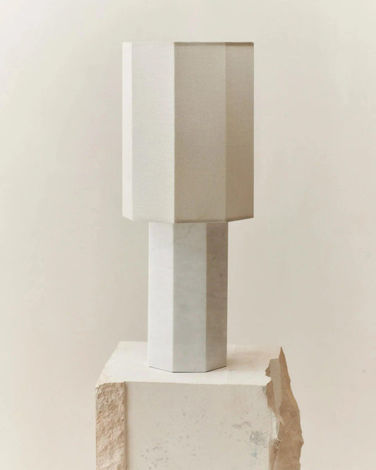 EIGHT OVER EIGHT LAMP WHITE MARBLE LARGE - LOUISE ROE - LIGHT GREY