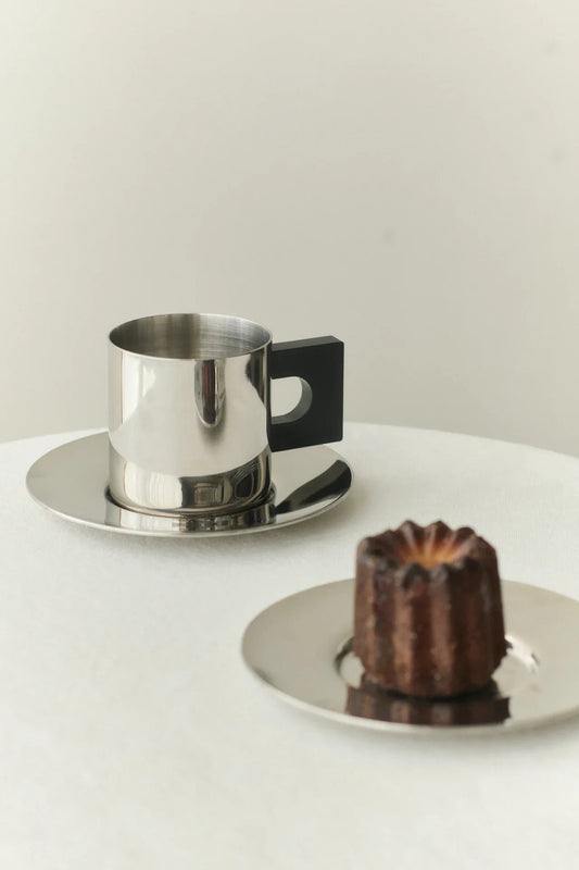 S.R. METAL CUP & SAUCER - LOUISE ROE -