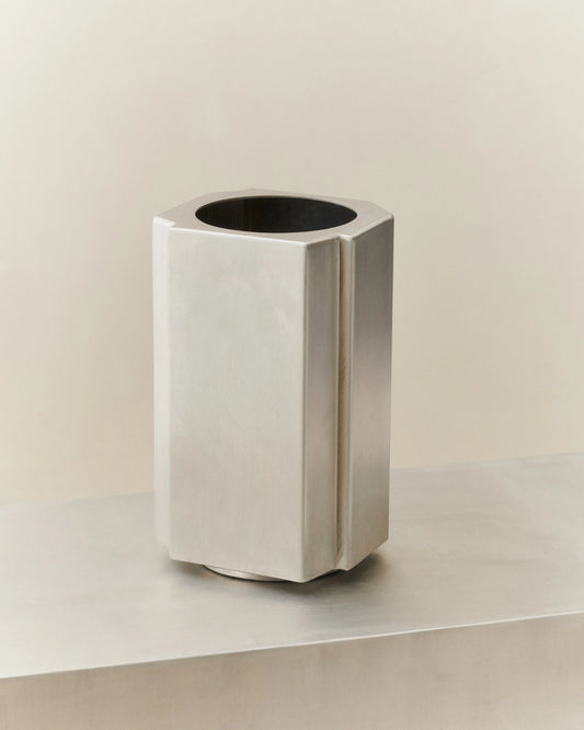 FUNKI POT SMALL - LOUISE ROE - BRUSHED ALUMINIUM