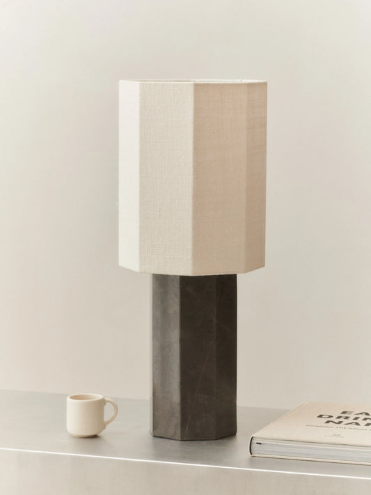EIGHT OVER EIGHT LAMP GREY MARBLE SMALL - LOUISE ROE - Jute White