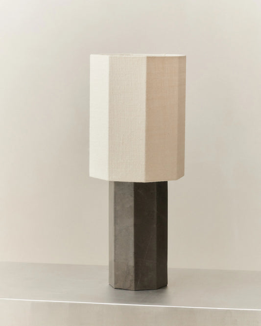 EIGHT OVER EIGHT LAMP GREY MARBLE LARGE - LOUISE ROE - Jute White