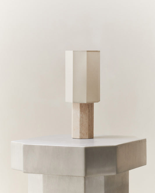 EIGHT OVER EIGHT LAMP BEIGE TRAVERTINE SMALL
