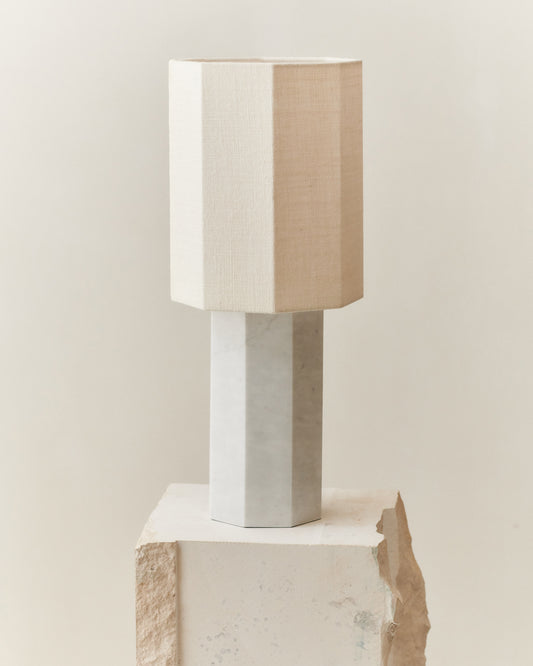 EIGHT OVER EIGHT LAMP WHITE MARBLE LARGE