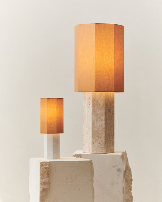 EIGHT OVER EIGHT LAMP BEIGE TRAVERTINE LARGE