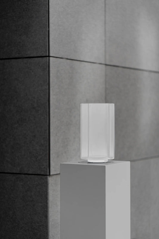 FUNKI VASE ASYMMETRIC GLASS - LOUISE ROE - OPAL WHITE