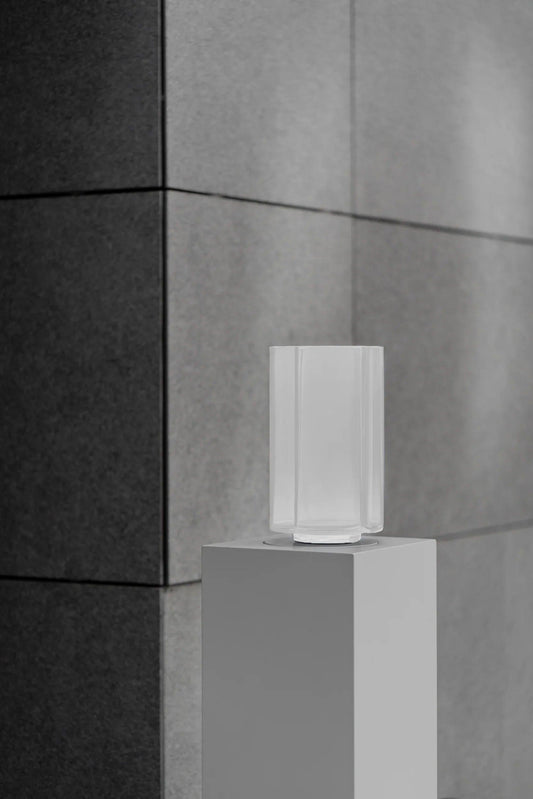 FUNKI VASE ASYMMETRIC GLASS - LOUISE ROE - OPAL WHITE