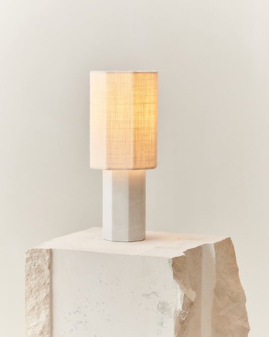EIGHT OVER EIGHT WHITE MARBLE LAMP SMALL