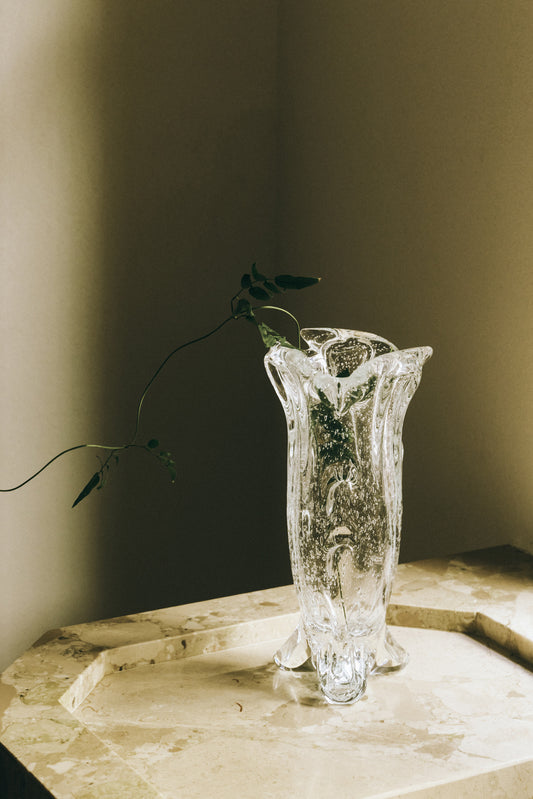 S.R. VINTAGE DRAPE GLASS VASE